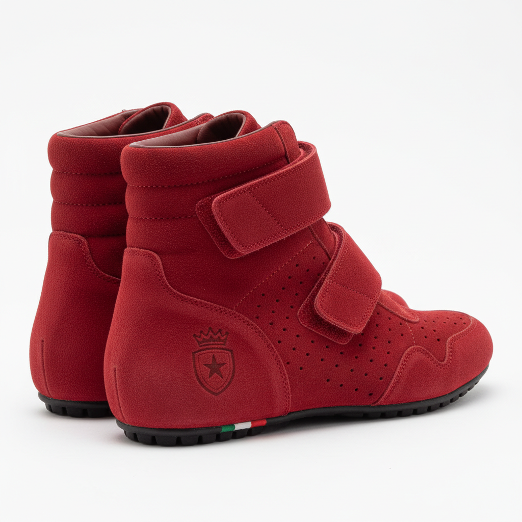LANZO'S COLLECTION Auto Racing Shoes - Red Suede with Velcro Closure