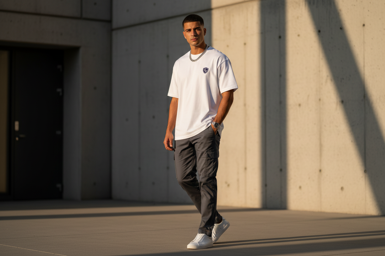 LC Shield Logo T-Shirt – Lifestyle Campaign Shot