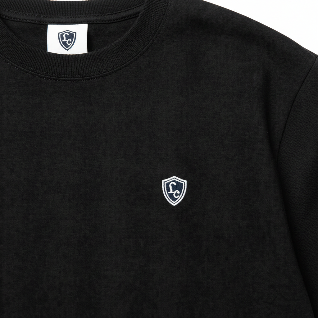 LC Shield Logo T-Shirt in Black – Studio Shot