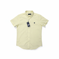 LC Shield Short Sleeve Oxford Shirt in Yellow – Hero Studio Shot