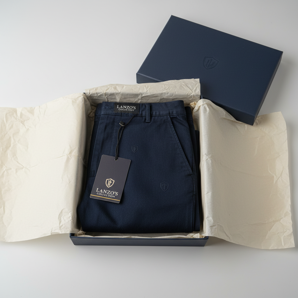 Dark Blue Chino Pants - Premium Packaging