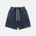 Men's navy blue retro washed casual drawstring shorts