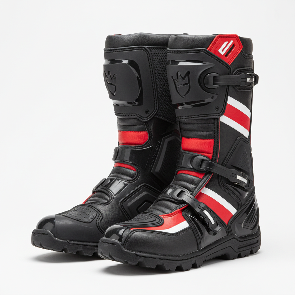 Premium motocross trail riding boots with reinforced protection