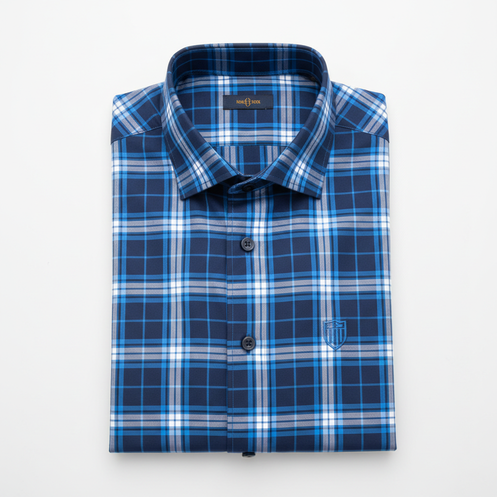 Blue Plaid / Checkered premium men's button-down shirt