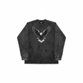 Vintage Acid-Wash Graphic Long Sleeve Tee – Flat Lay – LANZO'S COLLECTION