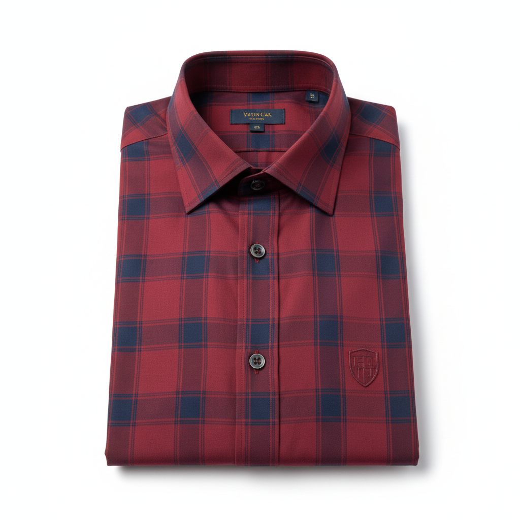 Burgundy / Red Plaid premium men's button-down shirt
