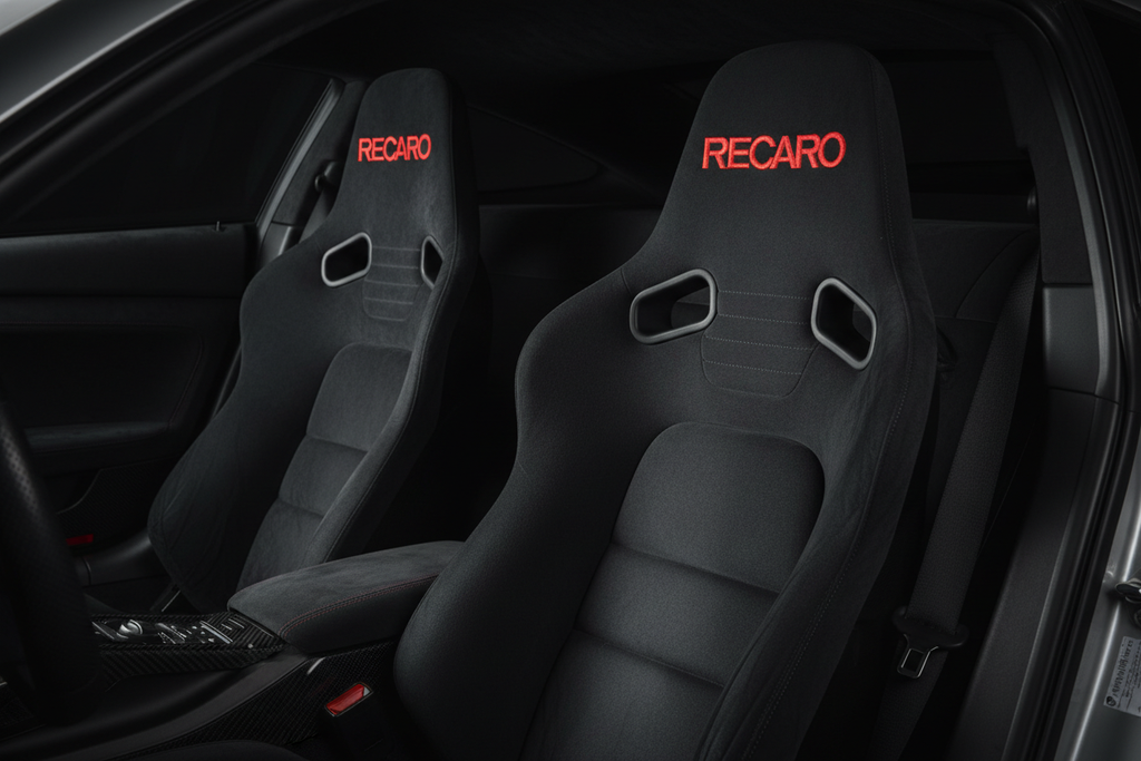 Recaro seats installed in performance car - moody editorial