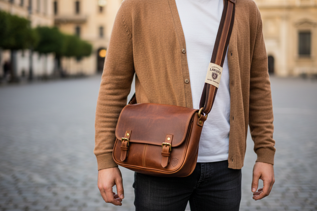 Brown Leather Messenger Bag - Lifestyle Hero Banner