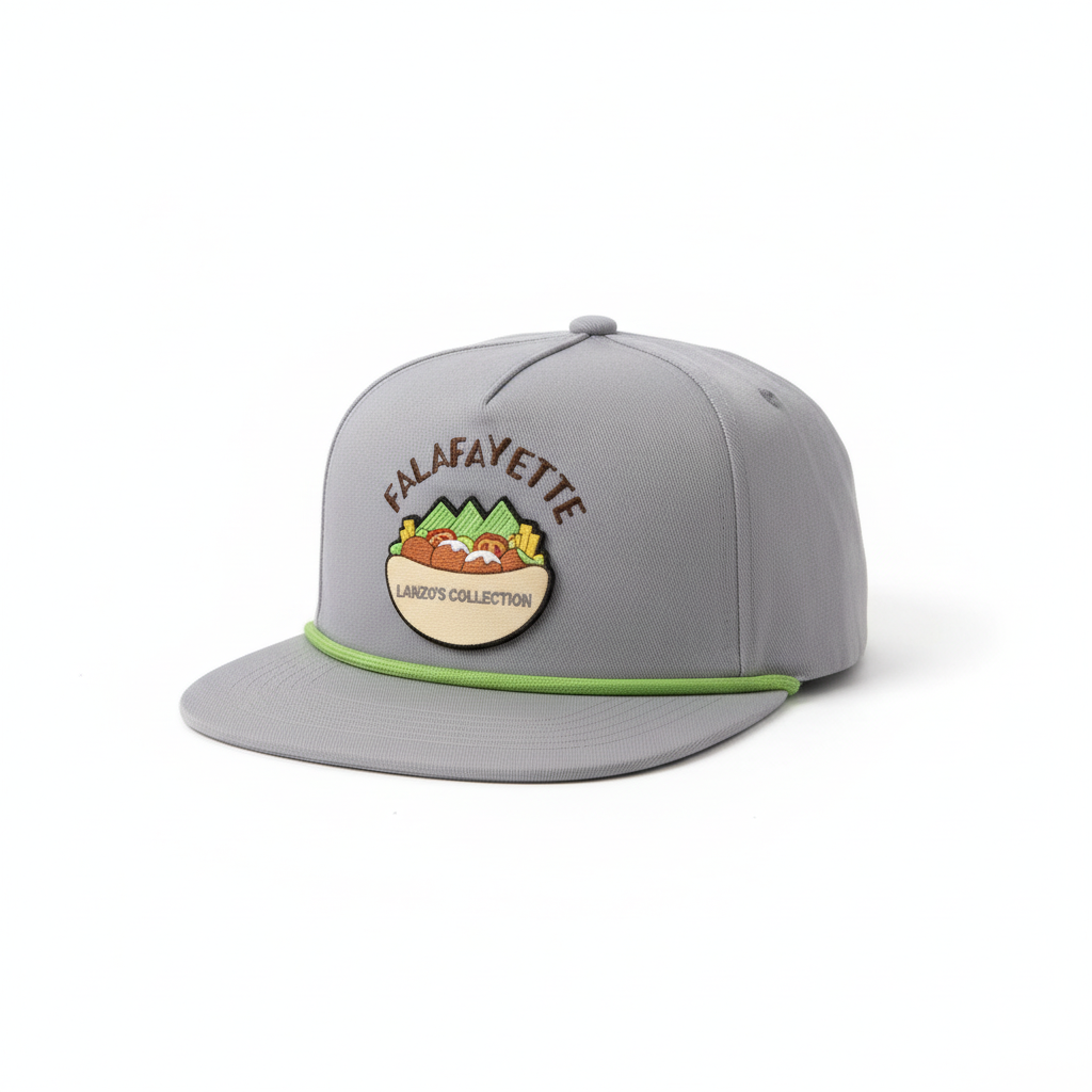 Rope Brim Snapback Cap – Grey – Product Flat Lay – LANZO'S COLLECTION