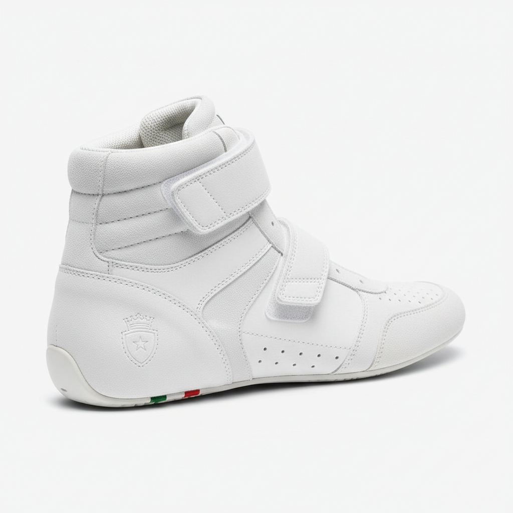 LANZO'S COLLECTION Auto Racing Shoes - White Suede with Velcro Closure