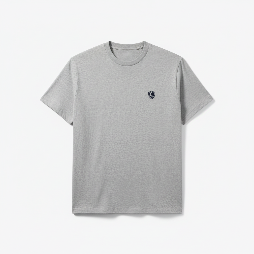 LC Shield Logo T-Shirt in Grey – Studio Shot