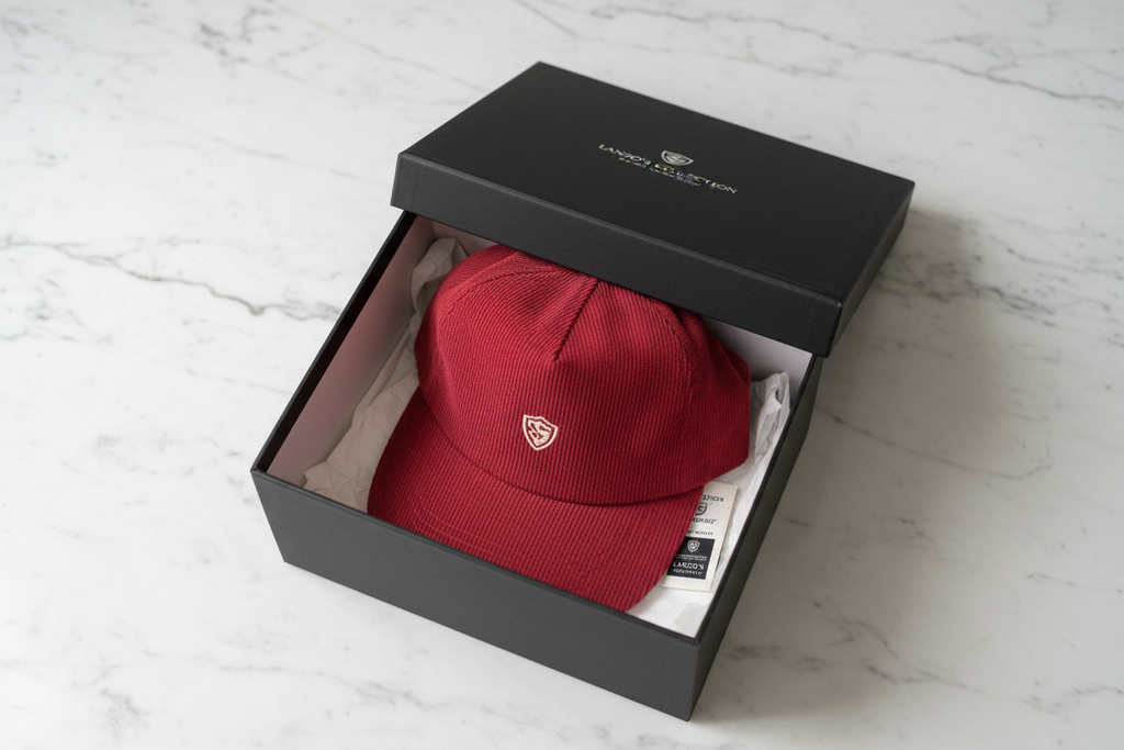 LANZO'S COLLECTION LC Shield Corduroy Cap Crimson - unboxing image