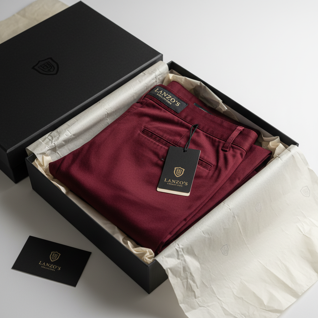 Burgundy Chino Pants - Premium Packaging