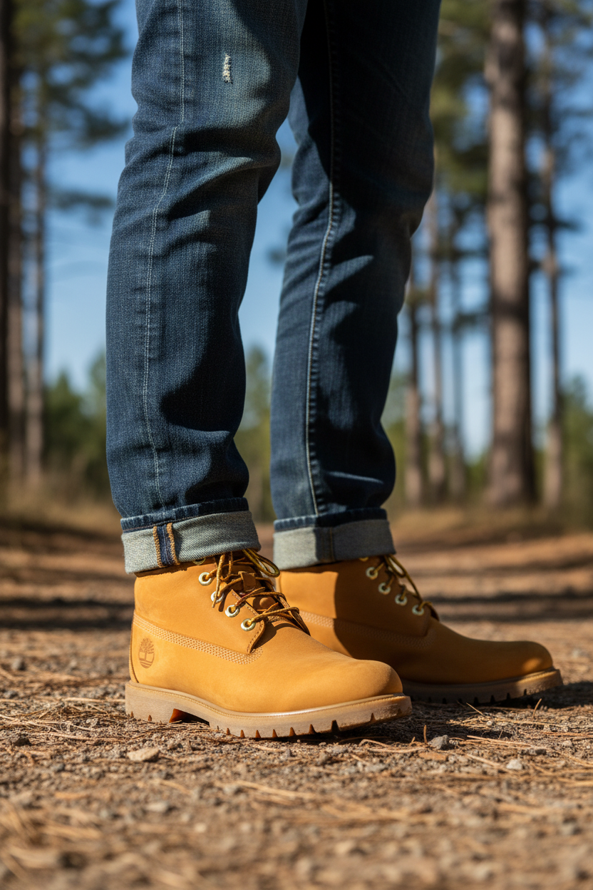 Work boots styled with jeans lifestyle shot