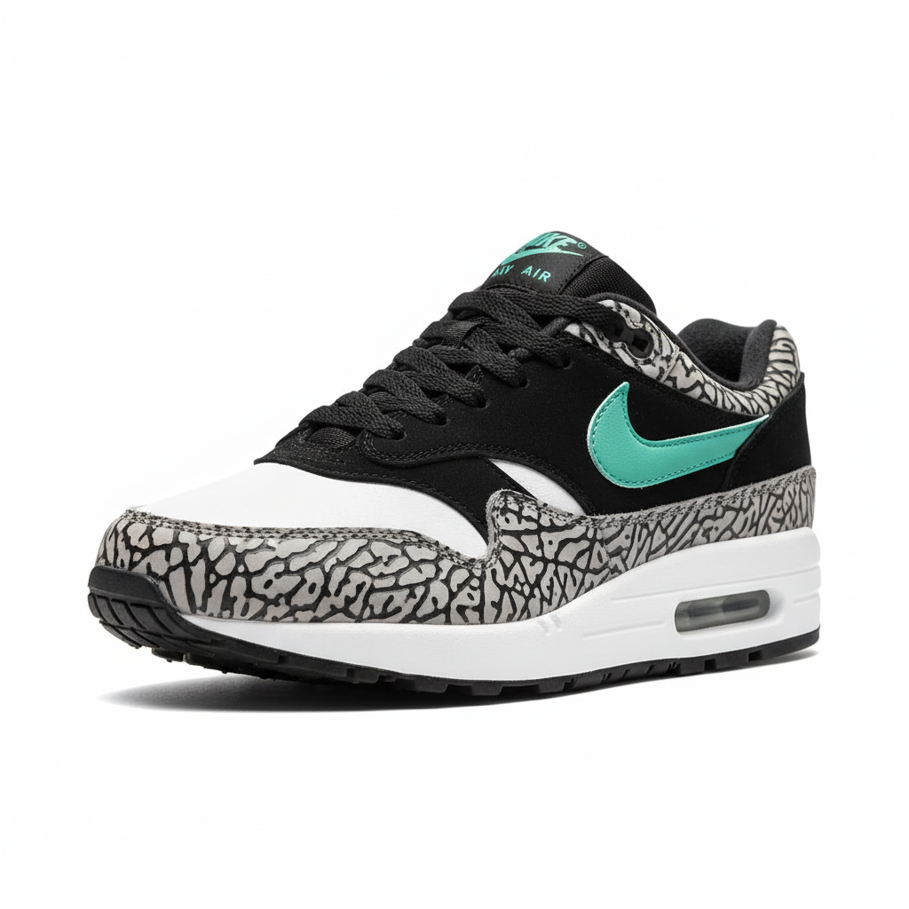 Atmos x Nike Air Max 1 Elephant clean studio shot on white background