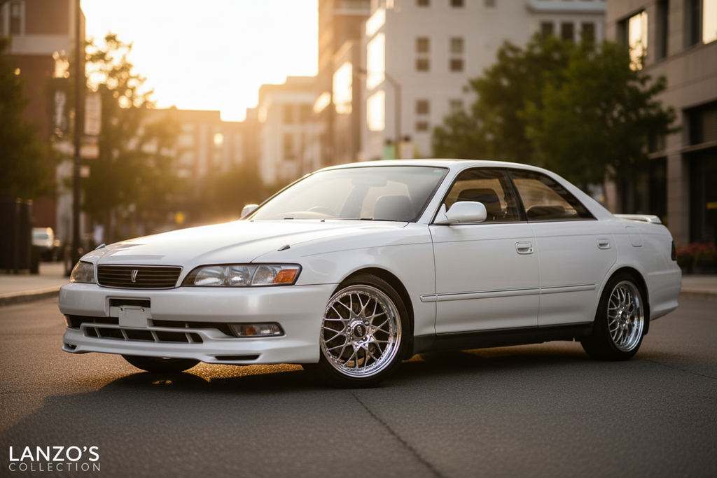 JZX100 with chrome wheels - front three-quarter view