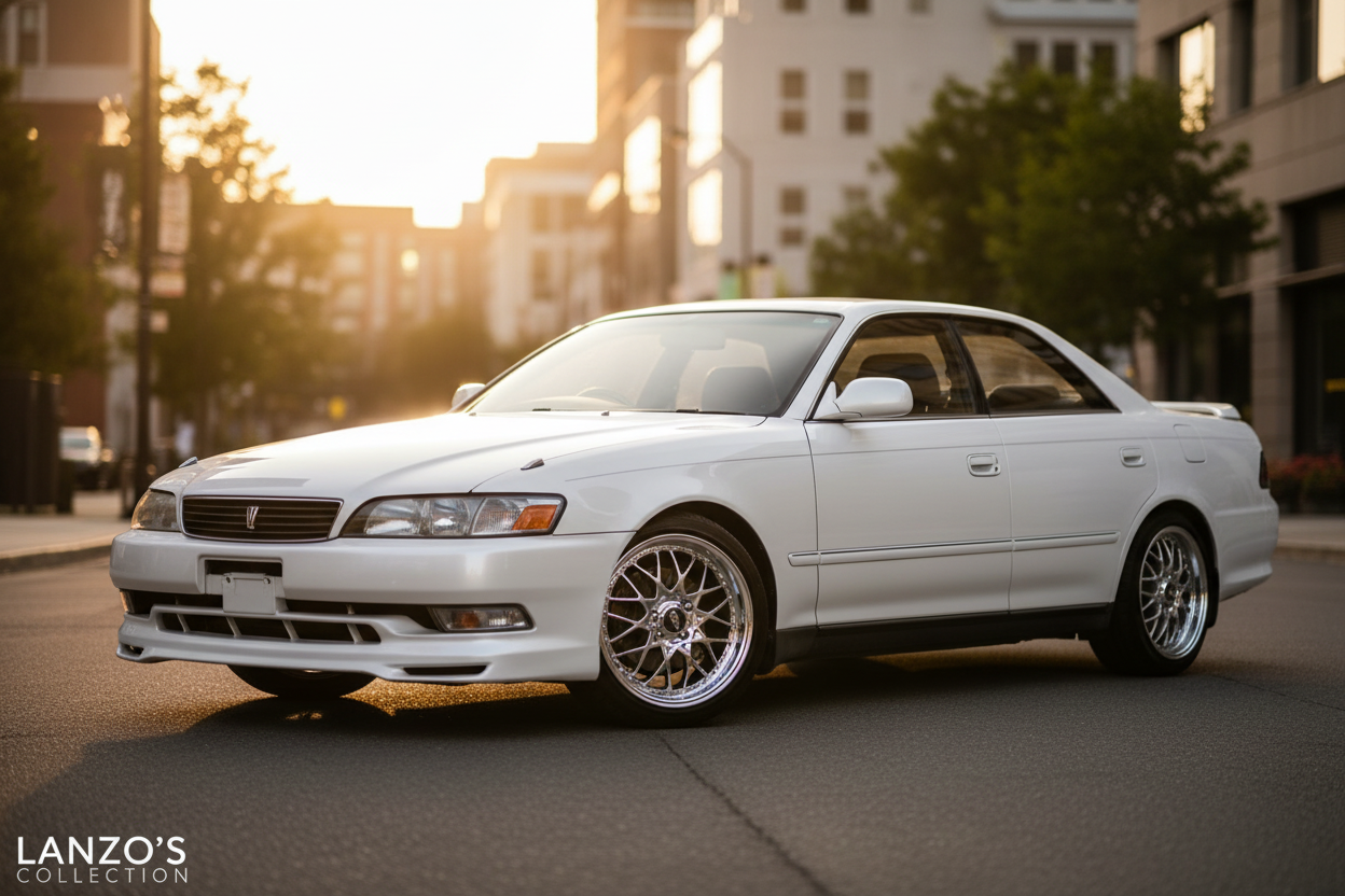 JZX100 with chrome wheels - front three-quarter view