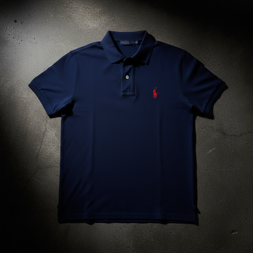 Navy Blue Polo Shirt - Flat Lay