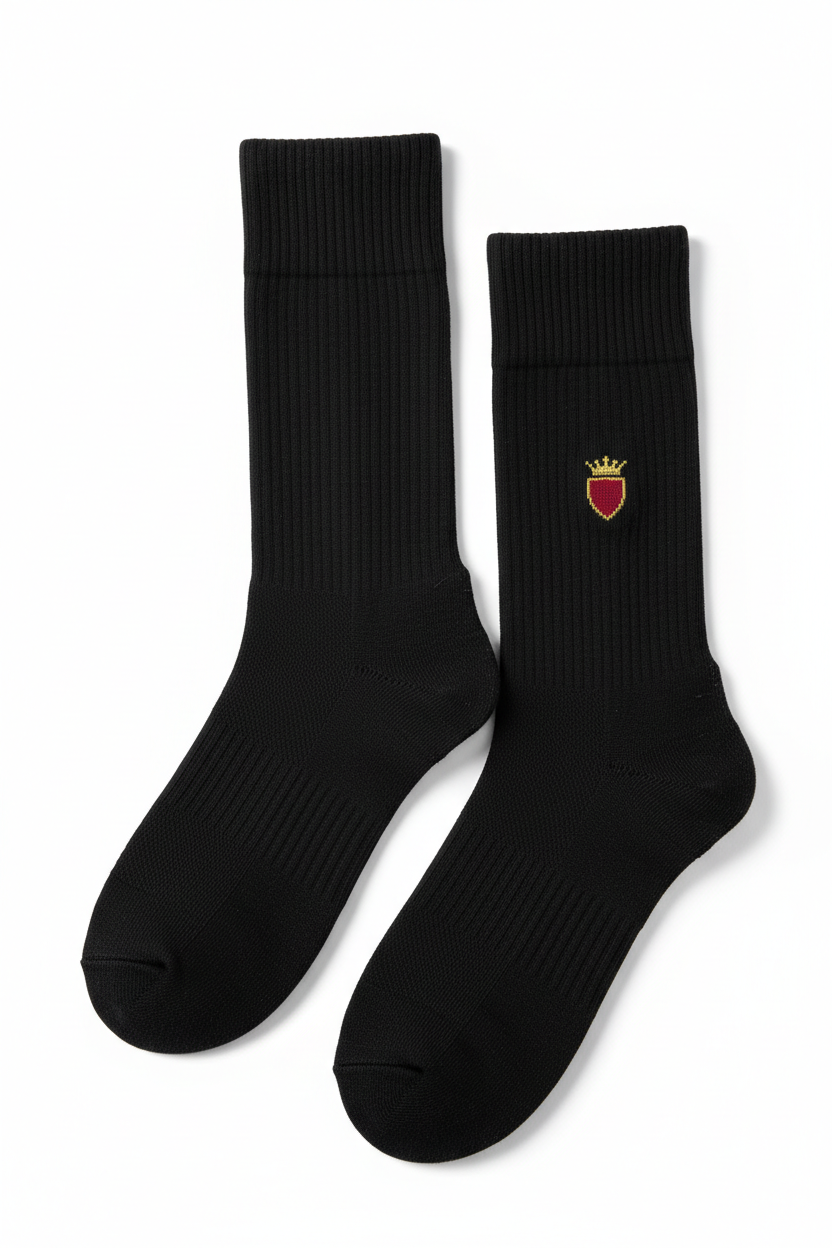 LANZO'S COLLECTION Premium Performance Sports Socks - Black with Crowned Shield Logo