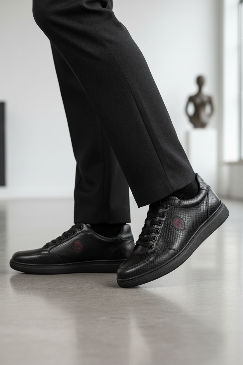 Black Snake Material Sneaker - Lifestyle Promotional Image