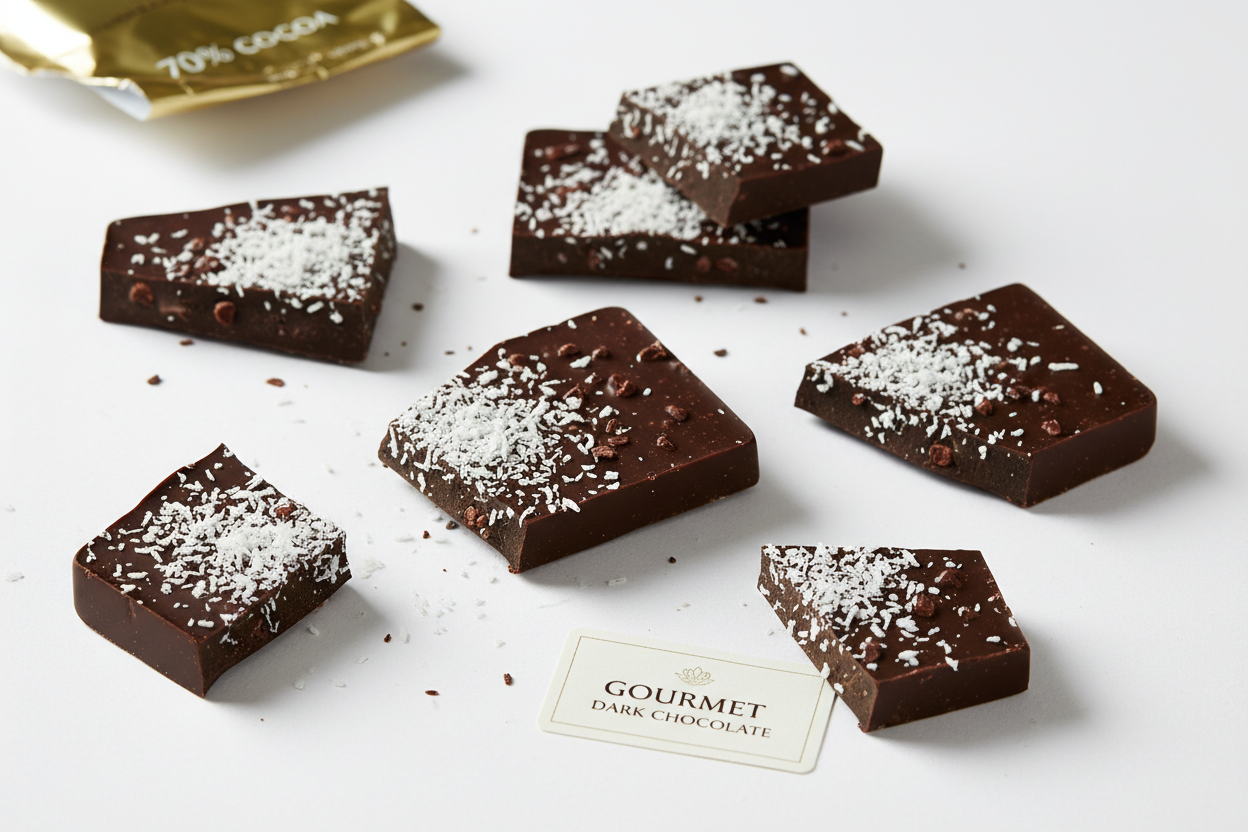 Dark Chocolate Bar Pieces with Coconut