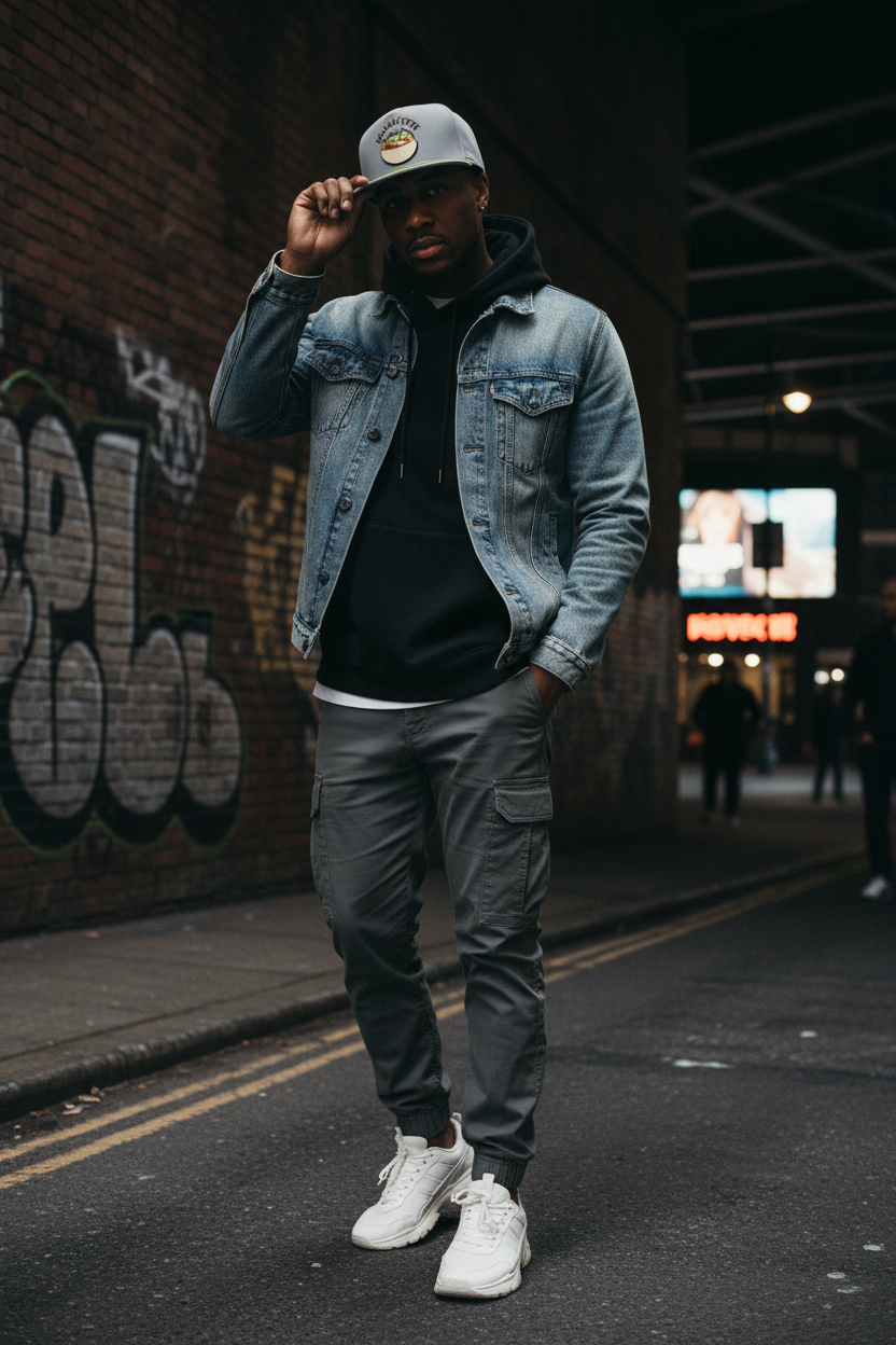 Rope Brim Snapback Cap – Grey – Model Shot – LANZO'S COLLECTION