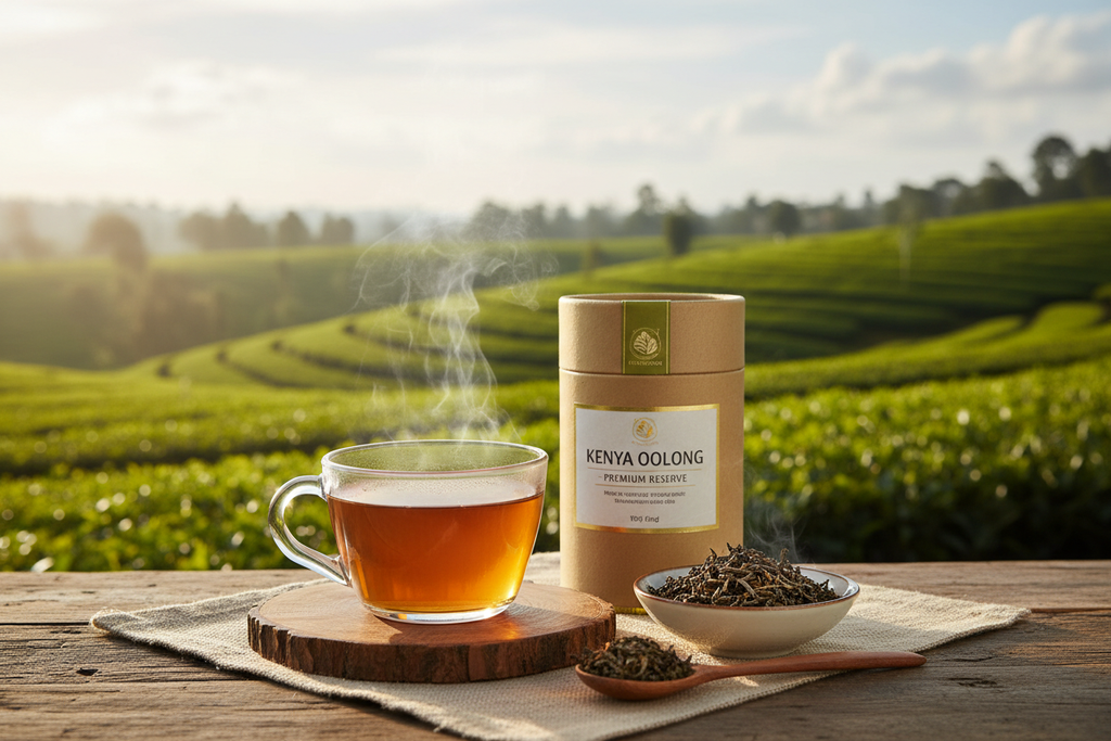 Kenyan Oolong Tea with Brewed Cup