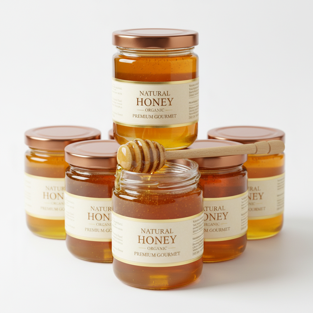 Raw Honey in Premium Glass Jars