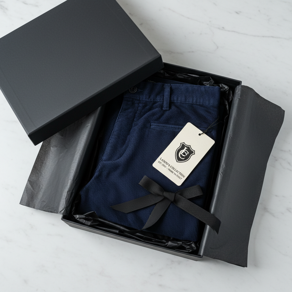 LANZO'S COLLECTION – Slim Fit Corduroy Pants – Navy