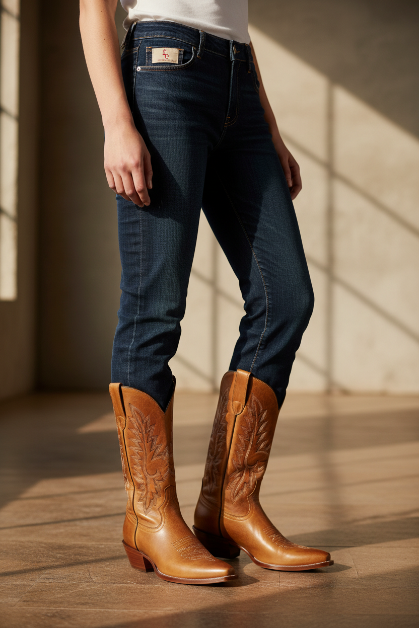 Western Cowgirl Boots - Tan