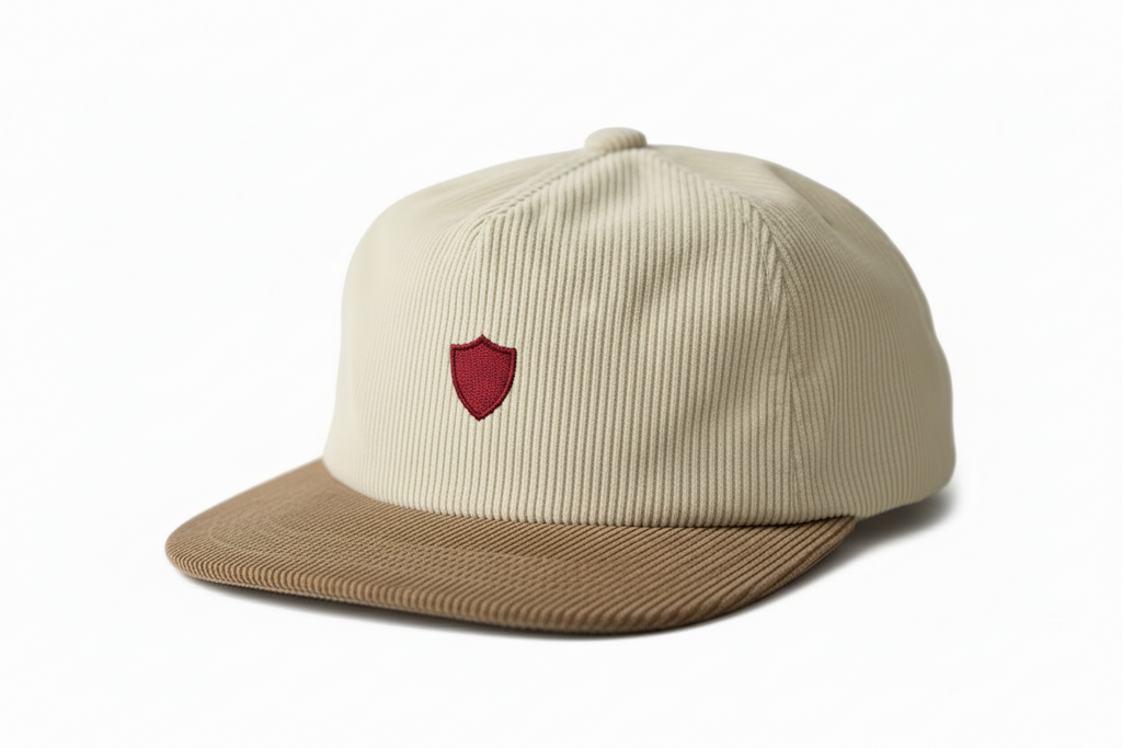 LC Shield Corduroy Cap — Cream & Tan
