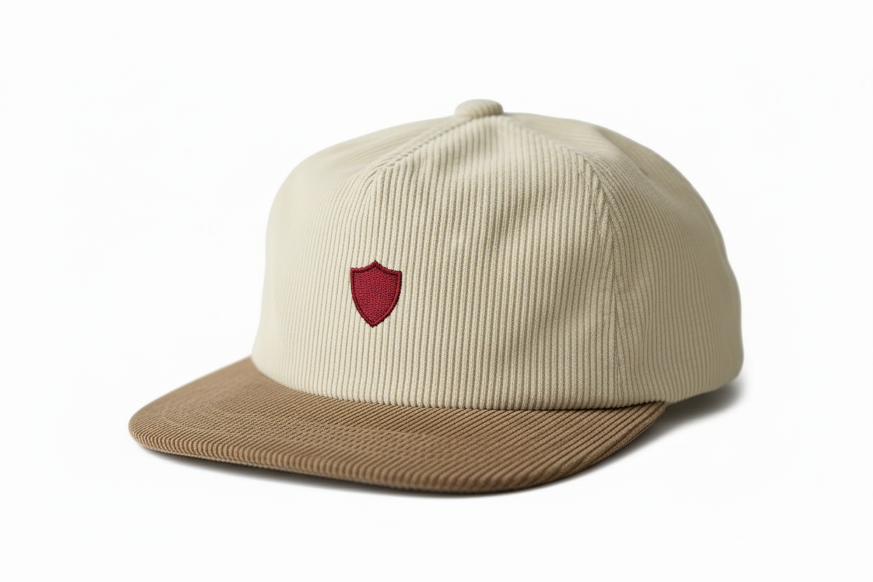 LC Shield Corduroy Cap — Cream & Tan