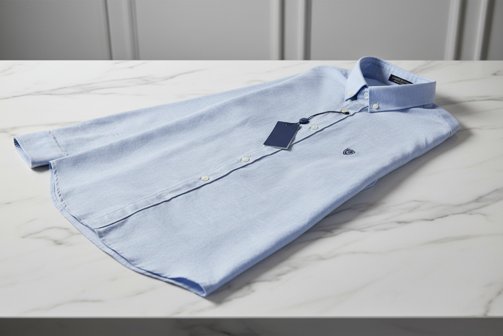 LC Shield Oxford Button Shirt – Light Blue | LANZO'S COLLECTION
