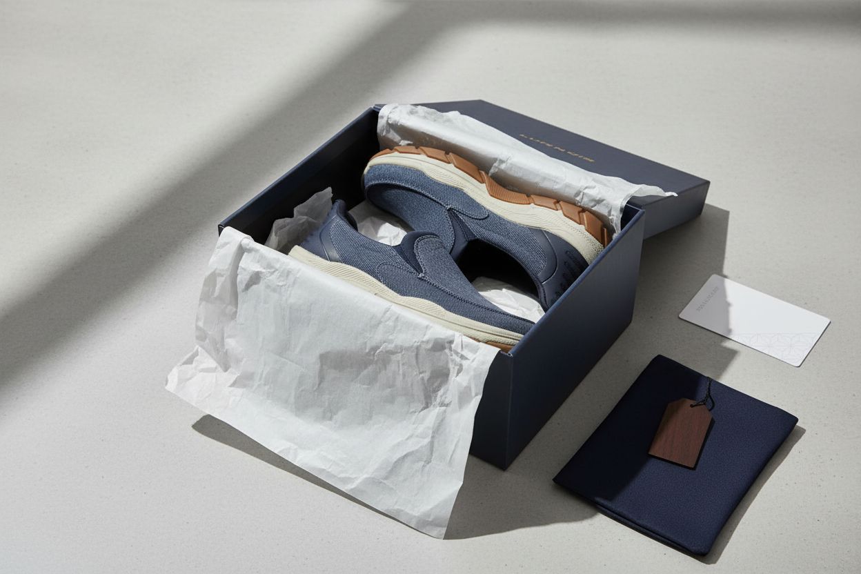 LANZO Canvas Slip-On Sneakers - Navy Blue