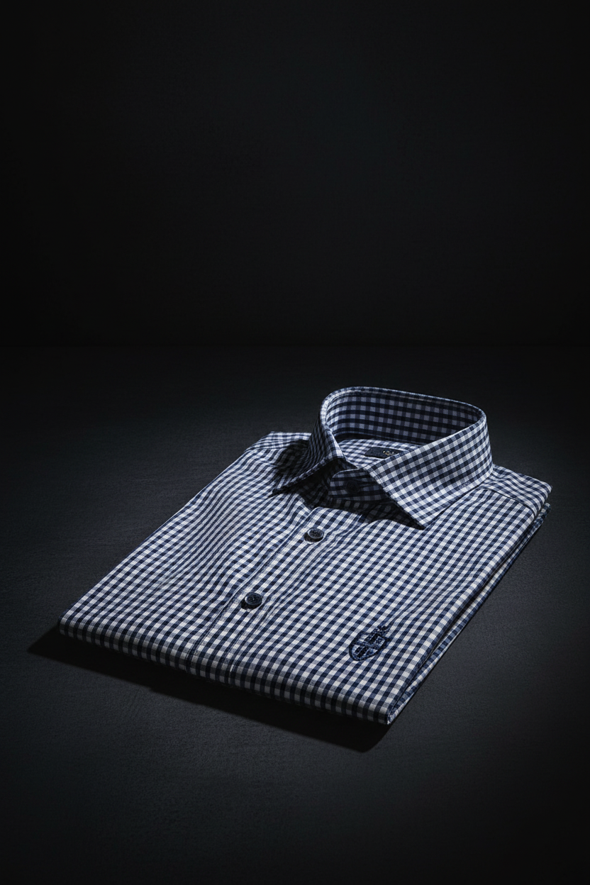 Men's Premium Button-Down Shirts — Navy Gingham