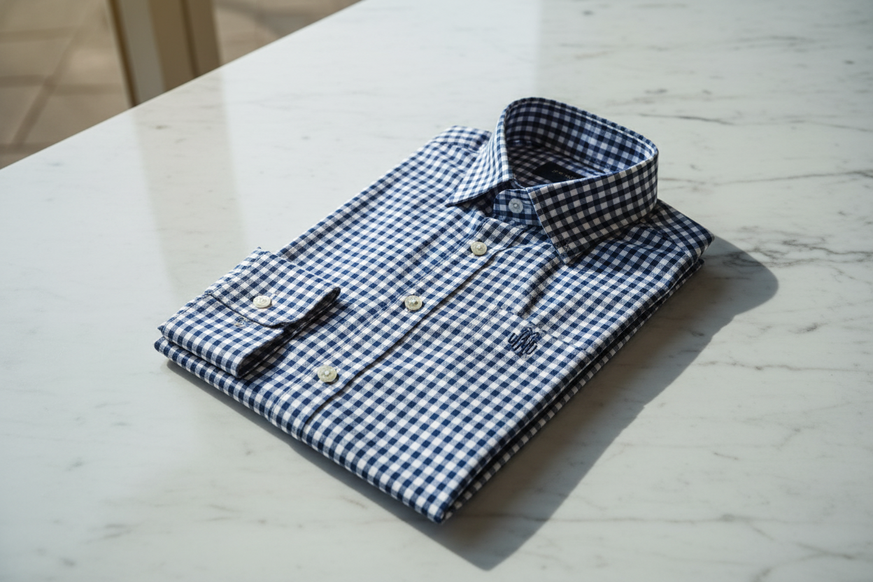 Men's Premium Button-Down Shirts — Navy Gingham