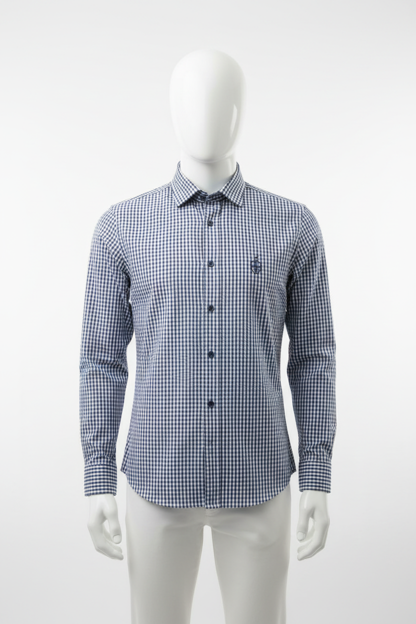Men's Premium Button-Down Shirts — Navy Gingham