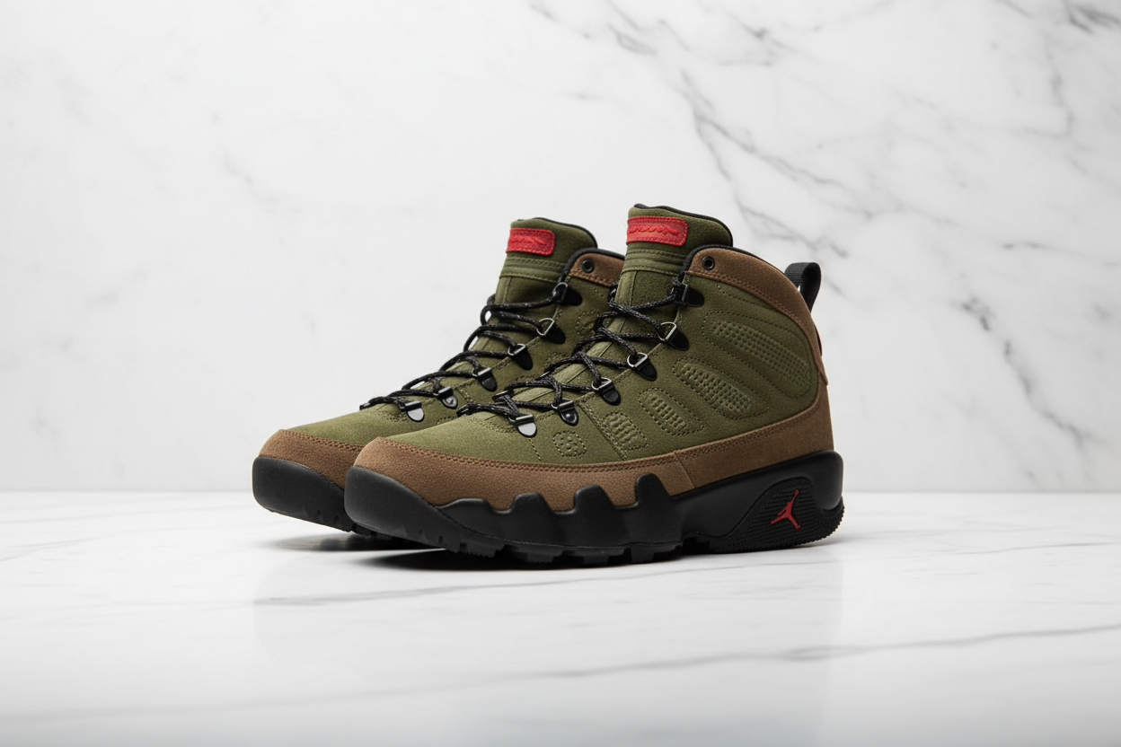 Nike Air Jordan 9 Sneakers — Olive