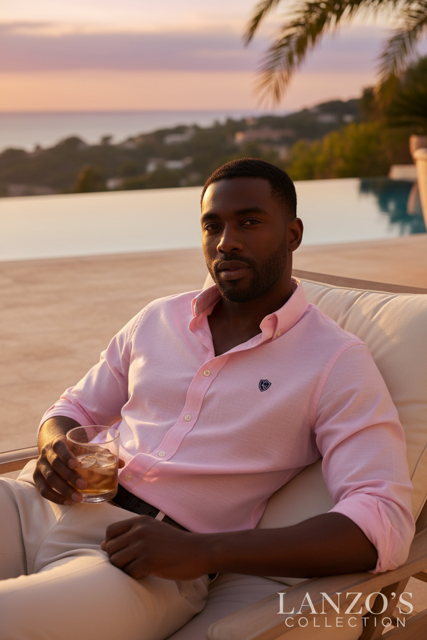 LC Shield Oxford Button Shirt – Pink | LANZO'S COLLECTION