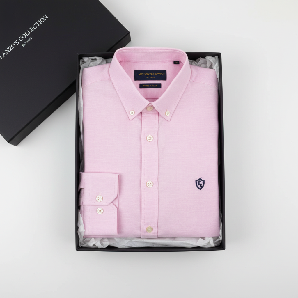 LC Shield Oxford Button Shirt – Pink | LANZO'S COLLECTION