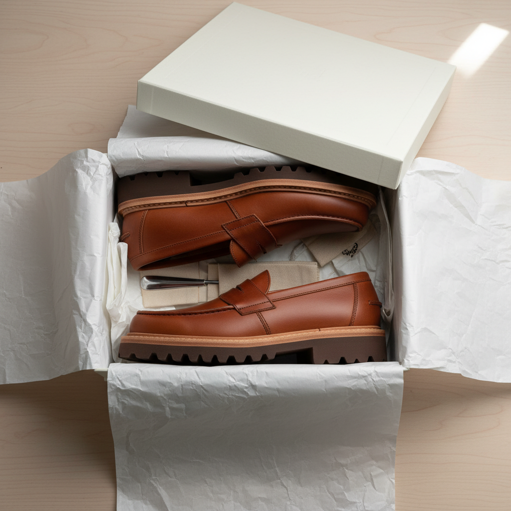 LANZO Premium Lug Sole Loafers - Brown