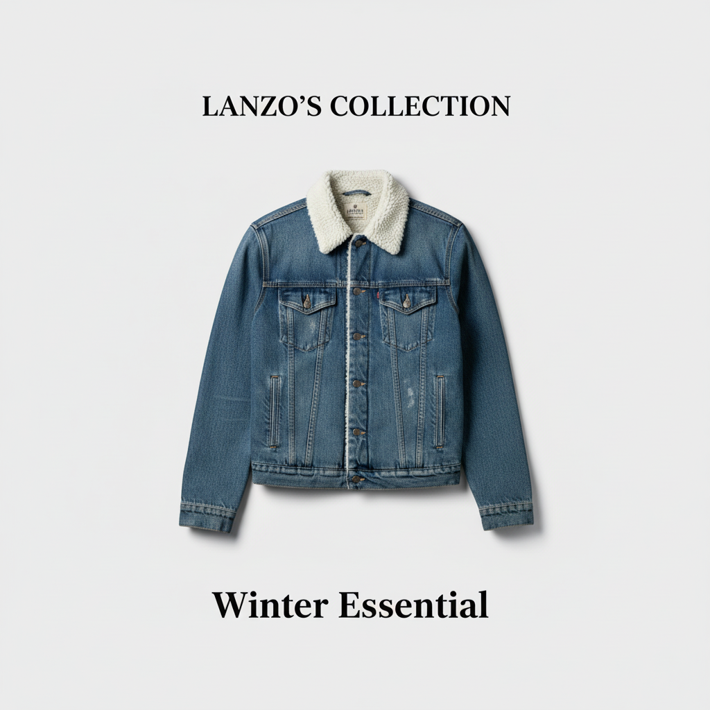 LANZO Denim Sherpa Jacket - Blue