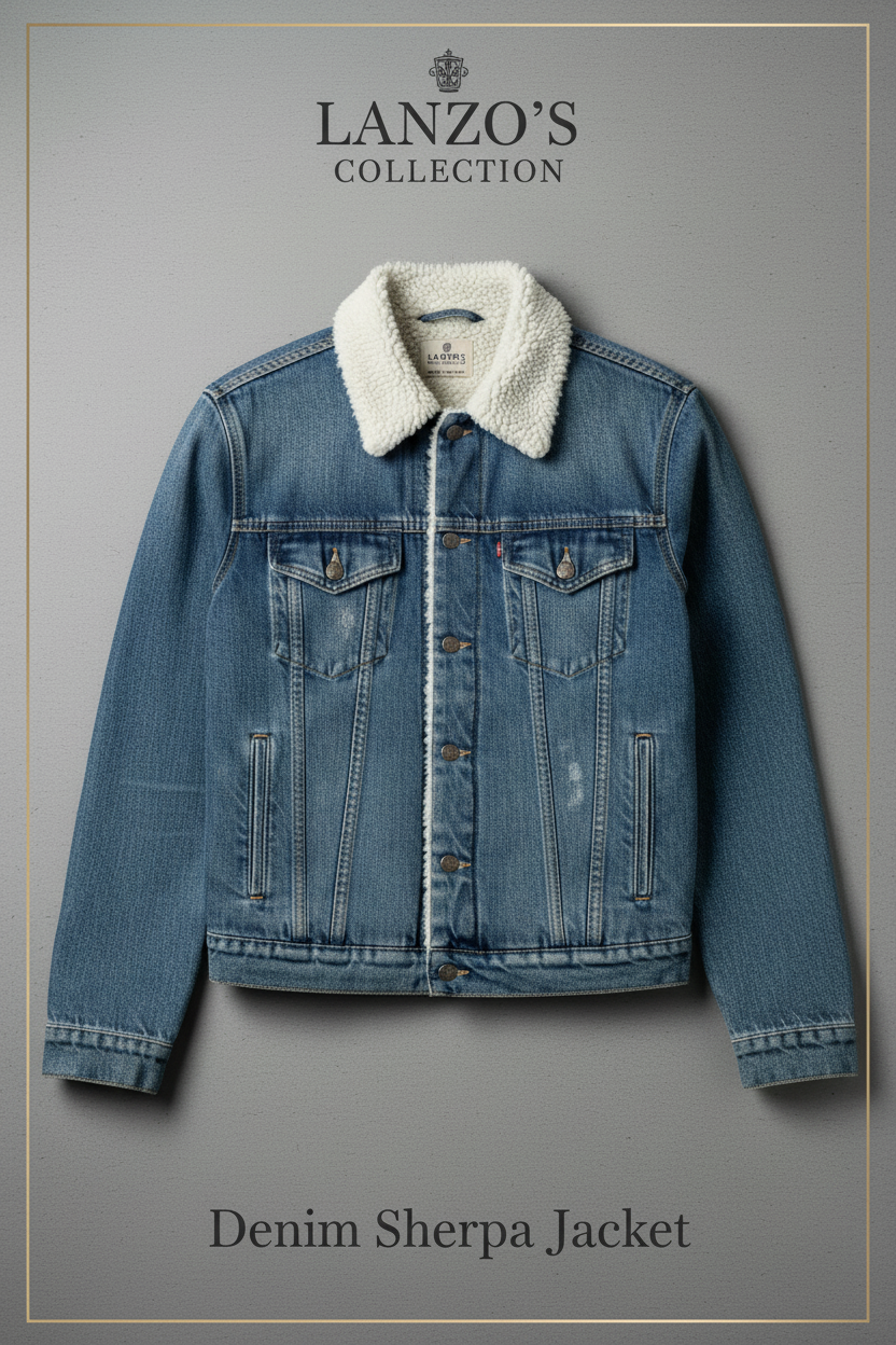 LANZO Denim Sherpa Jacket - Blue