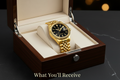 Premium Luxury Watch - Black Dial Yellow Gold
