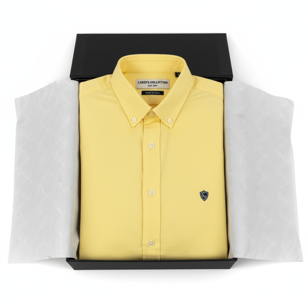 LC Shield Oxford Button Shirt – Yellow | LANZO'S COLLECTION